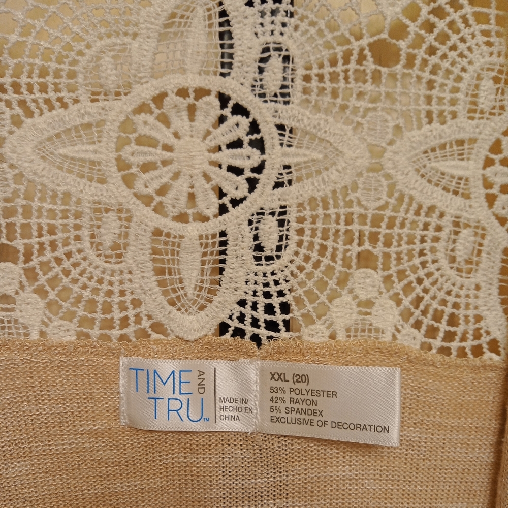 Time and Tru Swing Cardigan w/Lace Insert - Picture 2 of 3
